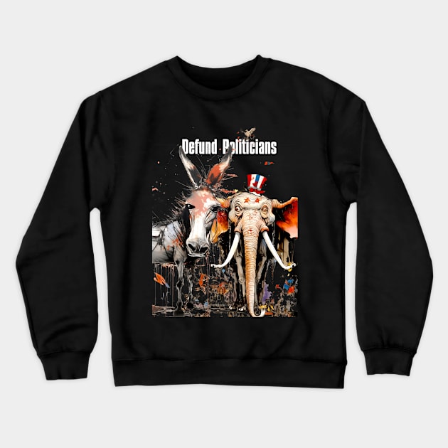 Defund Politicians on a dark (Knocked Out) background Crewneck Sweatshirt by Puff Sumo